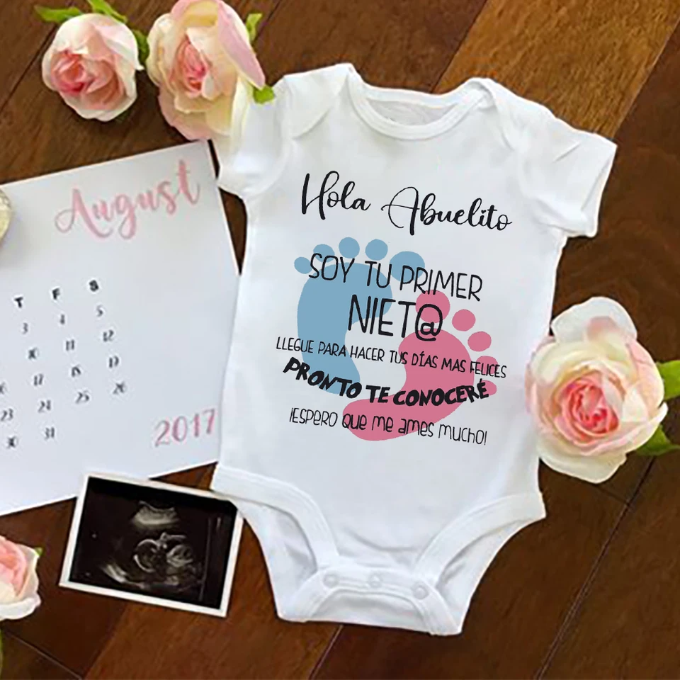 Ahoj dedko som tvoj prvý vnuk vytlačený detským romper outfit Ohlásenie oznámenia Bodysuit Baby Odhaľte oblečenie pre rodinu