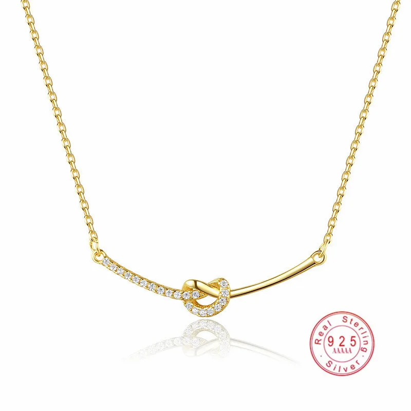 Ahoj Man Kórejský Pavé Crystals S925 Sterling Silver Real Gold Palting 14k prívesok náhrdelník Ženy Jednoduché elegantné šperky