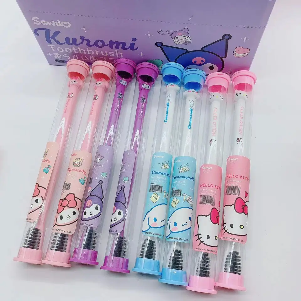 Ahoj mačiatko mäkká zubná kefka Cinnamoroll Kuromi karikatúra študent pre dospelých domácnosť čistenie zubná kefka prenosný detský darček