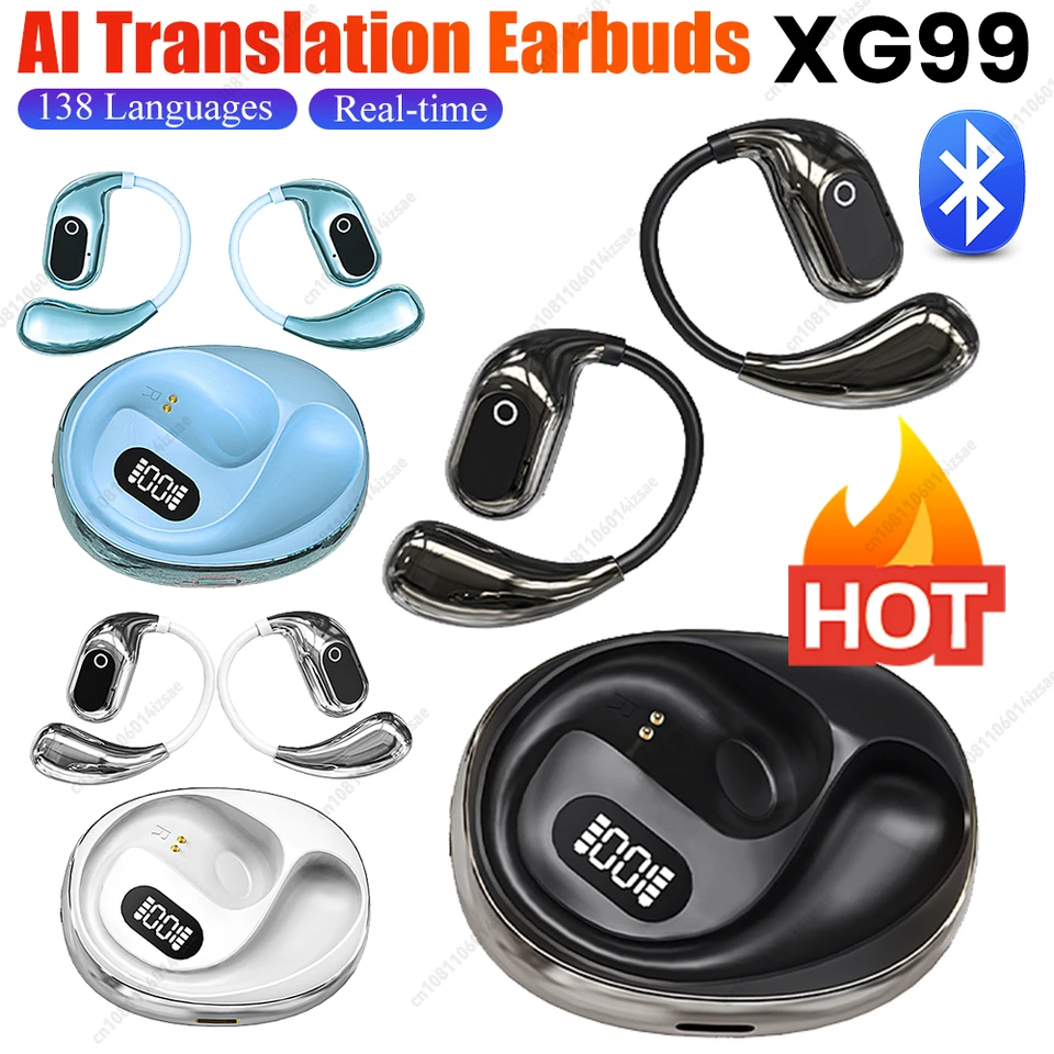 AI inteligentný prekladateľ uší 138 jazykov Bluetooth 5.3 v reálnom čase Obojsmerne prekladateľ prekladateľov pre prekladateľov v reálnom čase Vodotesné slúchadlá