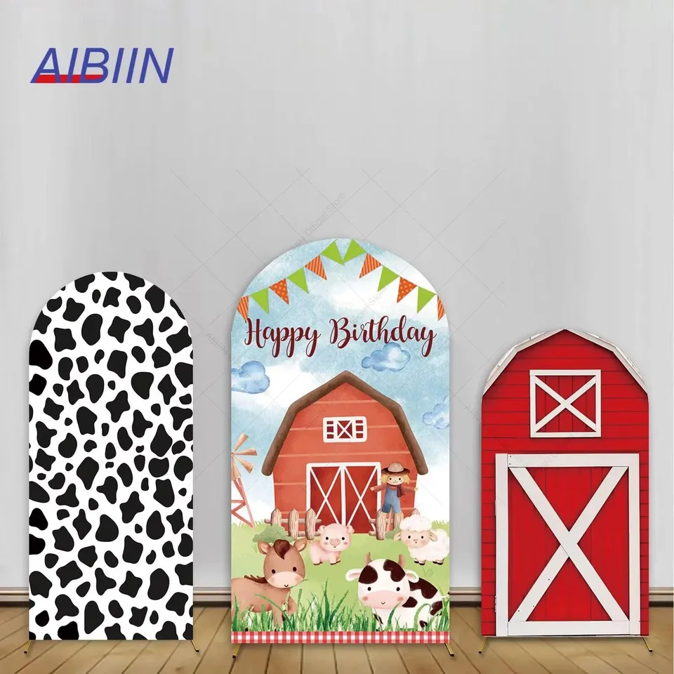 Aibiin Arch Kadce Cover Cover Farm Temed Windmill Milk Cow Cow Chick Boy Girl Birthday bábätko DECOFT