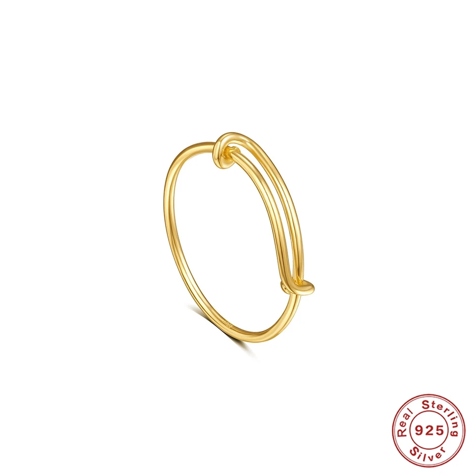 Aide Authentic 925 Sterling Silver Špeciálny nový dizajn Nastaviteľné prstene prsty pre ženy 18 K Zlaté ručné prstene Rings šperky