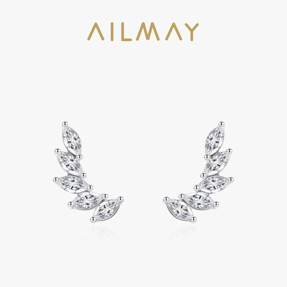 Ailmay originálny 925 Sterling Silve Fashionc Luxury Feather Wings Design zirkón pre ženy