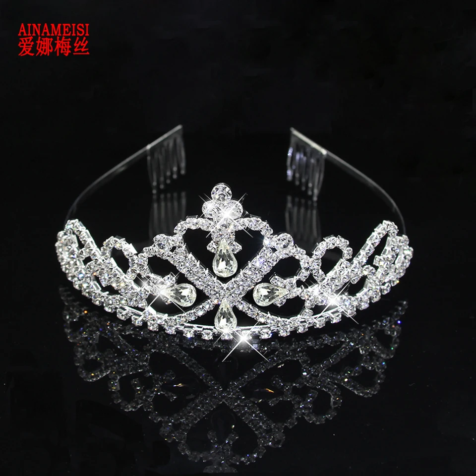Ainameisi New Blue Crystal Tiara Wedding Crown Headband Dievčatá Dievča