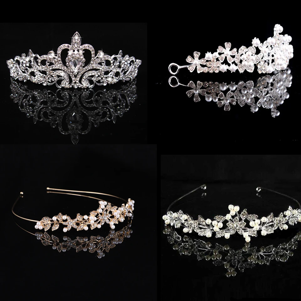 Ainameisi New Svadobná princezná Koruna čelenka krištáľové démy a koruny Hairband Rodinestone Svadobné šperky Kaderné doplnky