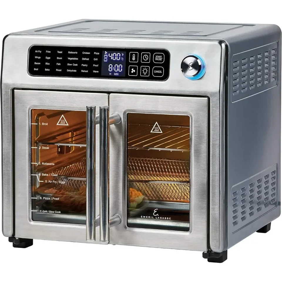 Air Fryer 26 QT Extra veľká, konvekčná hriankovacia rúra s francúzskymi dverami, 25 predpredajov digitálneho letenky