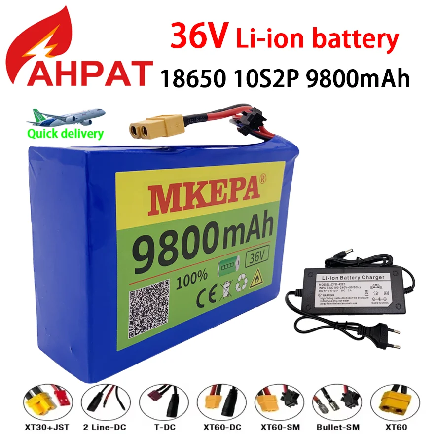 Air Transport 36V 9,8AH batéria10S2p 18650 lítiová batéria 550 W 9800 mAh 42 V batéria vozidla s BMS a nabíjačkou