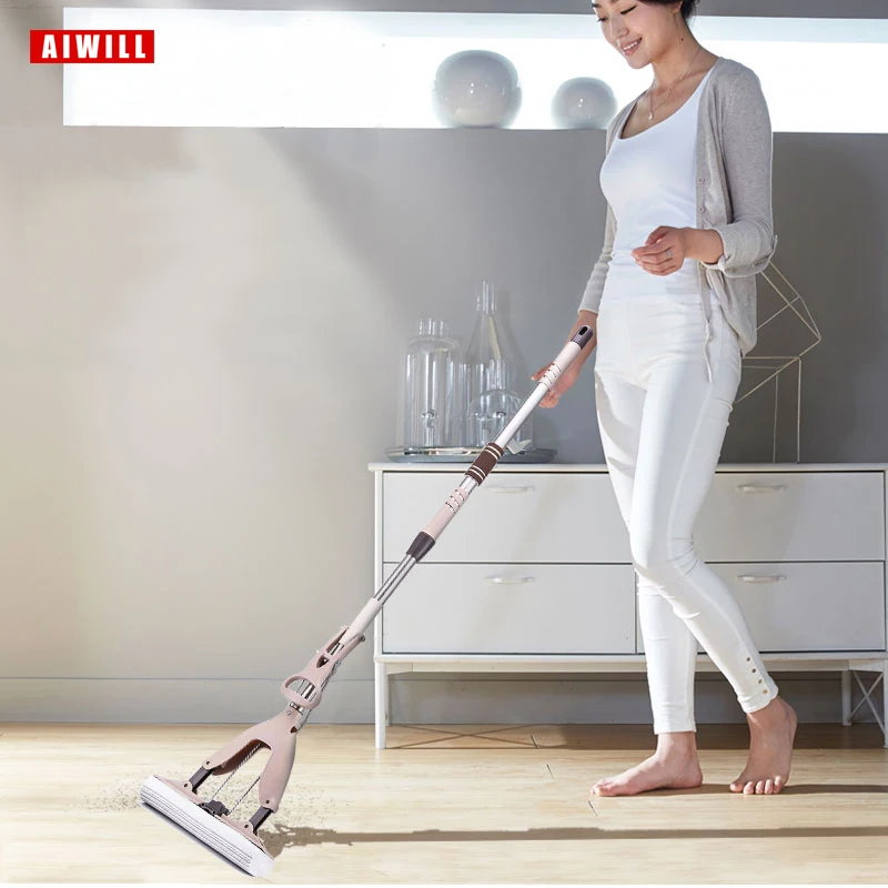 Aiwill jednoduché pohodlné odolné podlahové čistenie mop pre čistenie domácnosti Skladanie absorbovanie stláčajúcich vodných mopov