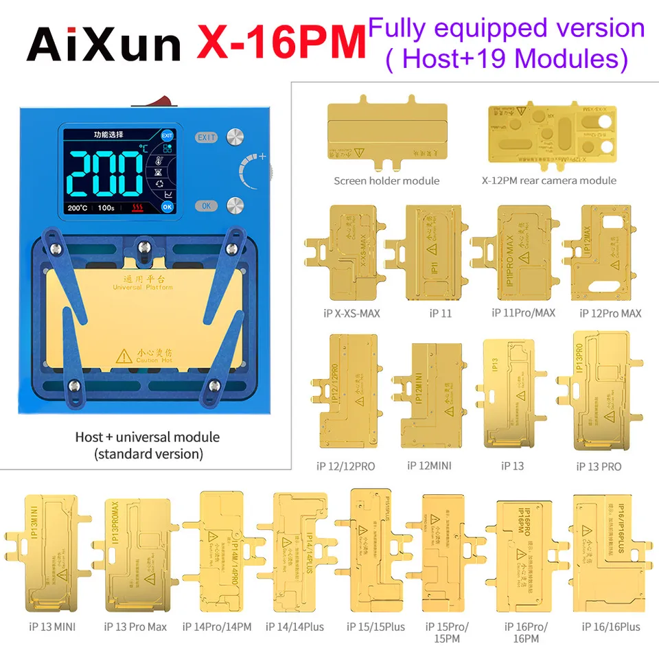 Aixun iHeater Pro Desoldering Station 4. generácia pre iPhone X-16PM Android Chip Layered Layed Opravy predhrievací stôl