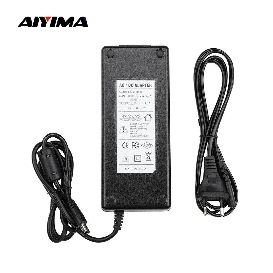 Aiyima zosilňovač napájací napájací adaptér 24V napájanie napájania DC24V 4A 8a pre TPA3116 TDA7498E Zvukové zosilňovače USA EU UK AU PLUG