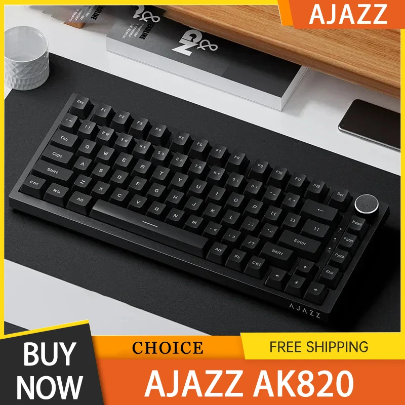 AJAZZ AK820 Mechanická klávesnica Prispôsobené káblové/trojrozmerné horúci swapsoft Temsoft Struction