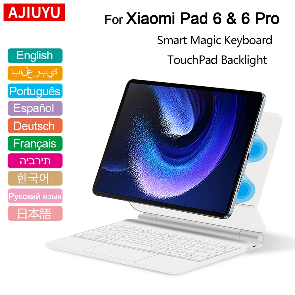 Ajiuyu Trackpad Magic Keyboard Portuguese arabská španielčina pre Xiaomi Pad 6 11 palcov Mi Pad 6 Pro MiPad 6 2023 Smart Magnetic Case