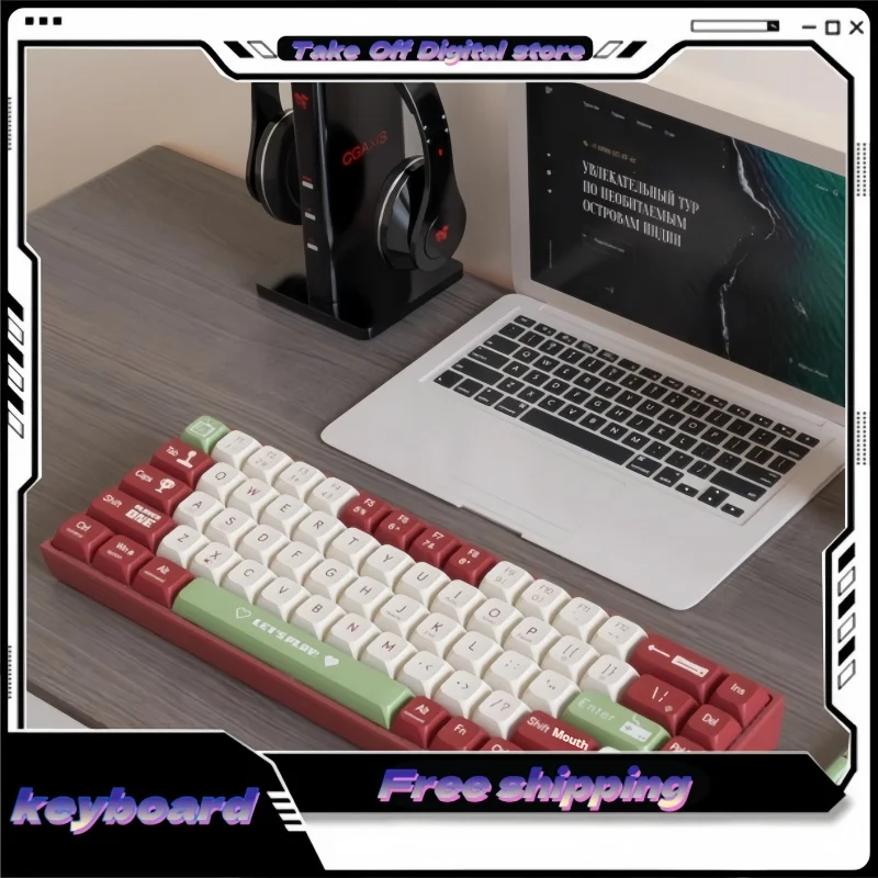 AK680 Mechanická klávesnica káblová horúca swapble Game Malá klávesnica Dual-režim Pripojte čajovú os červenú os 68 Klávesy ABS matný materiál
