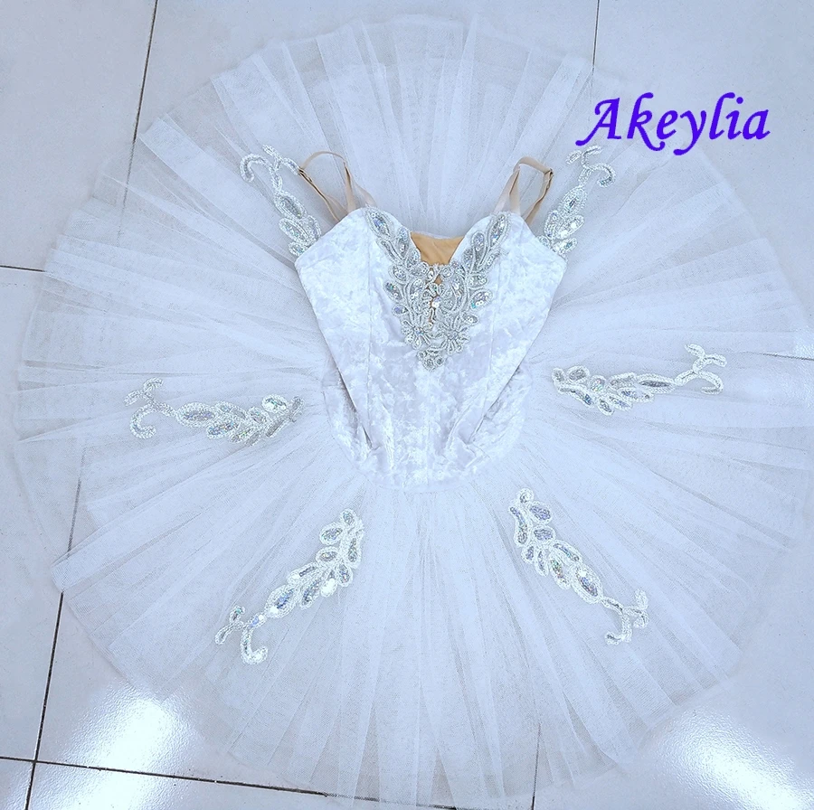 Akeylia Professional tutu biele ženy palacinky biele labuť balet tutus javiskový výkon palacinky tutu baletný kostým dospelých