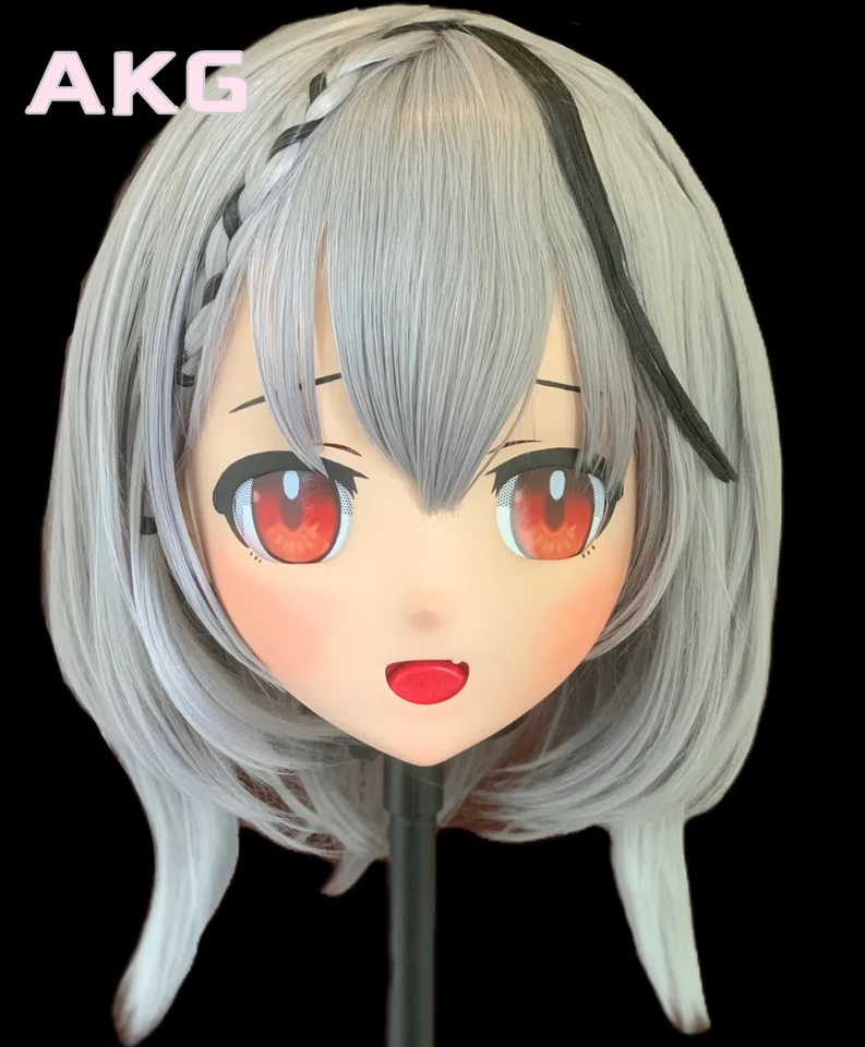(AKG014) Prispôsobiť postavu Žena/dievča živici Kig Full/Half Head so zámkom anime cosplay japonská maska ​​Animego Kigurumi Mask