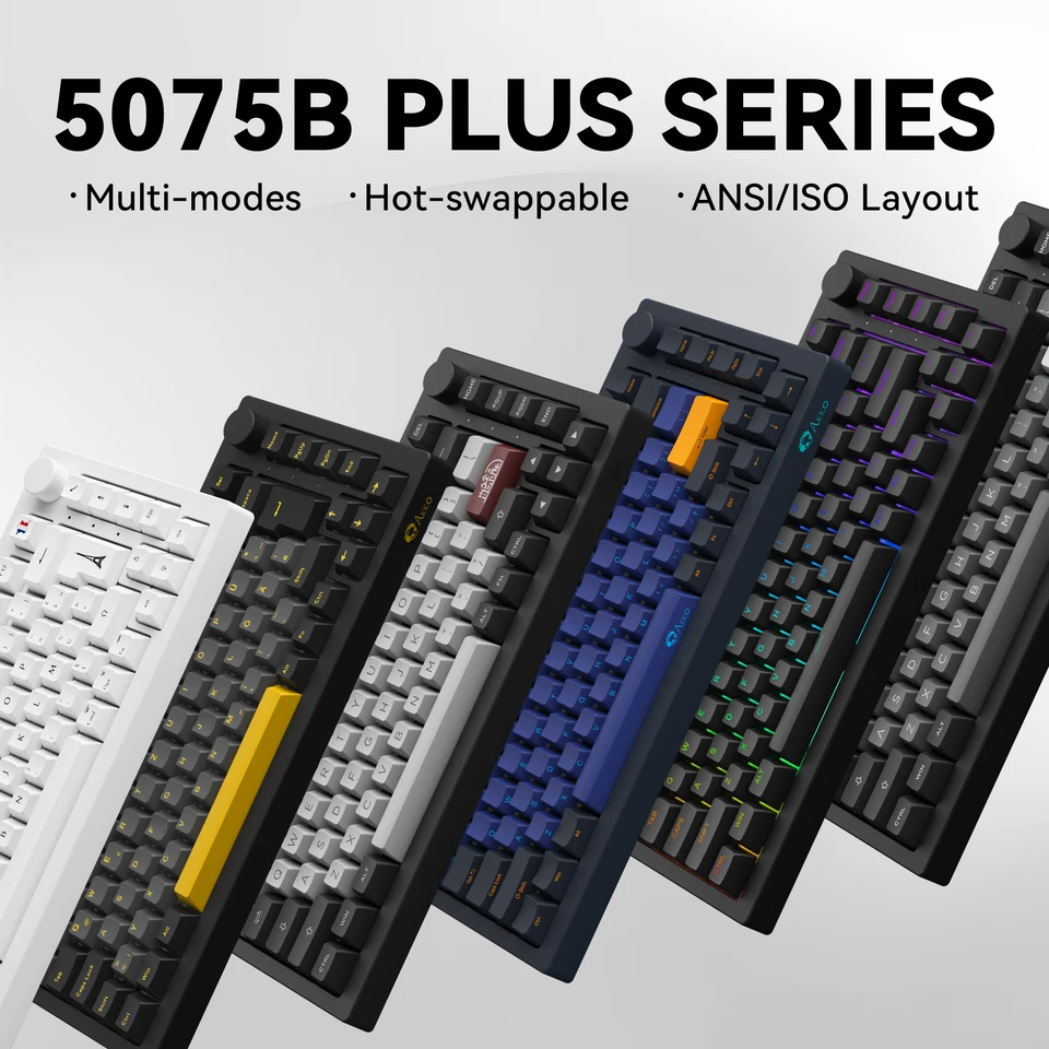 AKKO 5075B plus ANSI/ISO 75% Mechanical Gaming Keyboard 3/5 PIN HORW TROU MODES RGB 2,4 GHz Wireless/USB Type-C/BT 5.0