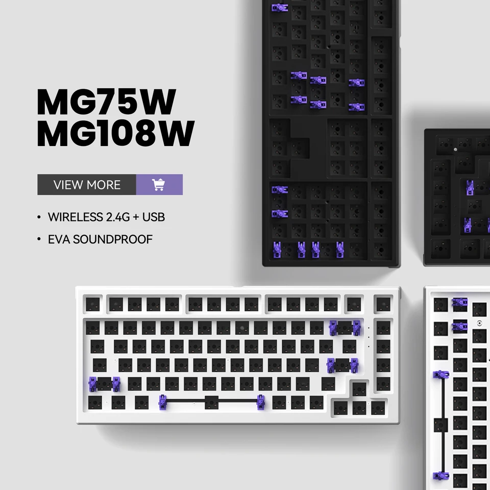 Akko Monsgeek Mg75W / Mg108W Keyboard / DIY Kit 75% 83 Klávesové prevody HORDY SWAP Mechanická herná klávesnica káblová klávesnica USB Type-C Wireless 2,4 GHz
