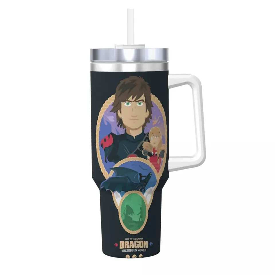 Ako trénovať draka z nehrdzavejúcej ocele Turist Towner Cups Cup Cup 40oz tepelný hrnček prenosný prenosný studený nápoj čajov