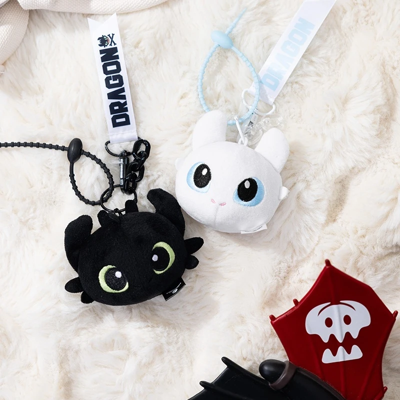 Ako trénovať svoj drak plyšový bezzubý svetlo Fury Plush Doll Bag zavesenie čierna a biela bábika Keychain Prívesok Darček