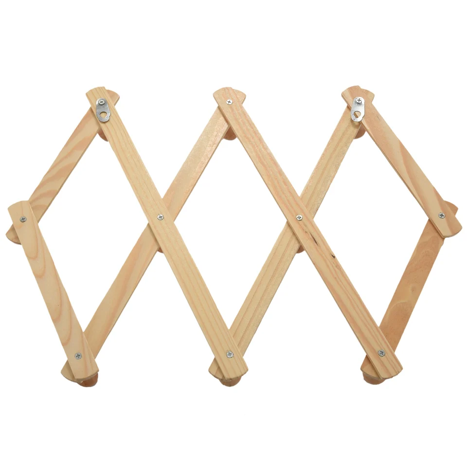 Akordeónová stena záves 10 háčikov balenie 2 prírodné drevené stenu namontované na rozbaliteľné akordeón PEG Coat Rack Hanger 2 balenie