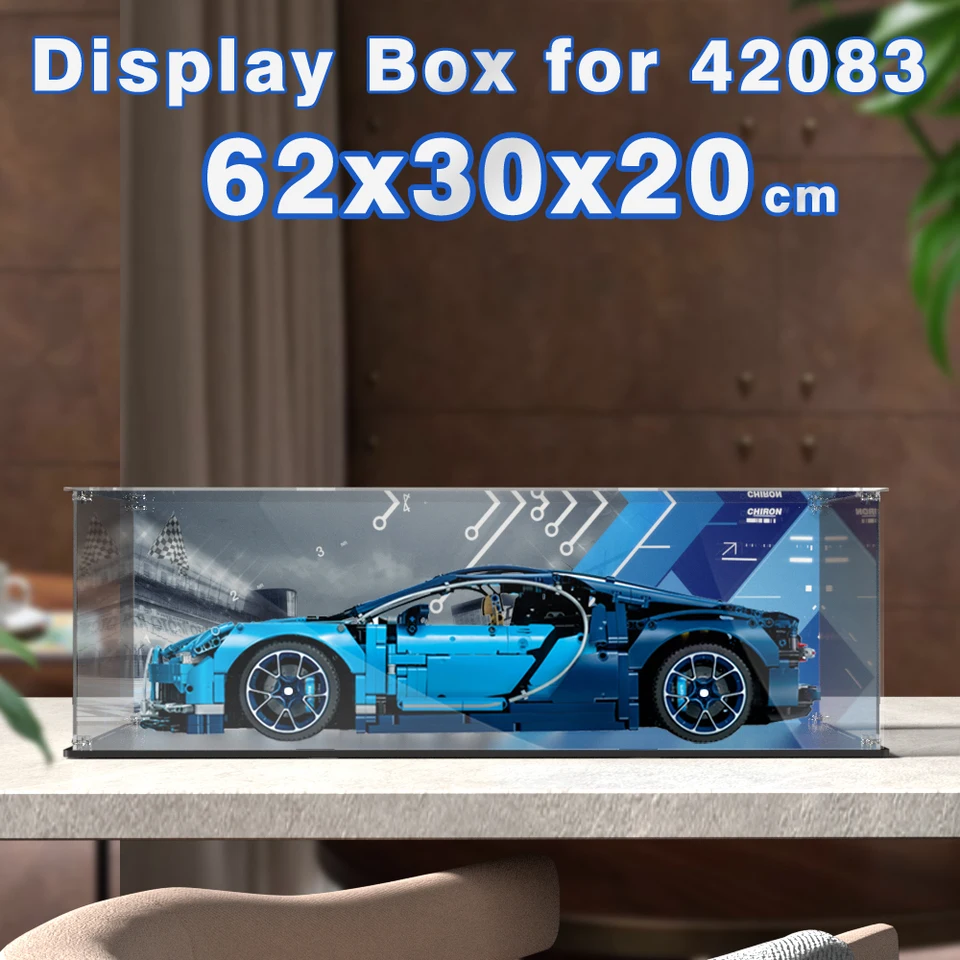Akrylová displejová schránka pre LEGO 42083 Displej pre Bugatti Bugatti Block Block Prach odolný voči čistému modelu Skladovanie automobilu 62x30x20cm