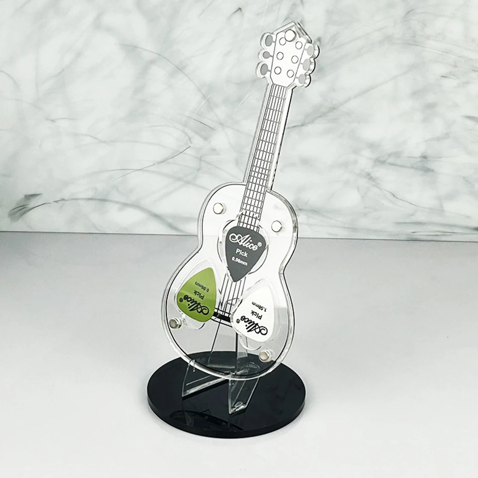 Akrylová gitara Pick Držiteľ gitary Pick Display Stand Darček pre gitarista gitarista pre elektrickú basovú gitaru ukulele milenec