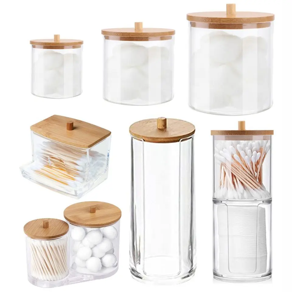 Akrylové multifunkčné make -up bavlnené podložky Organizátor Storage Box pre bavlnené tampón