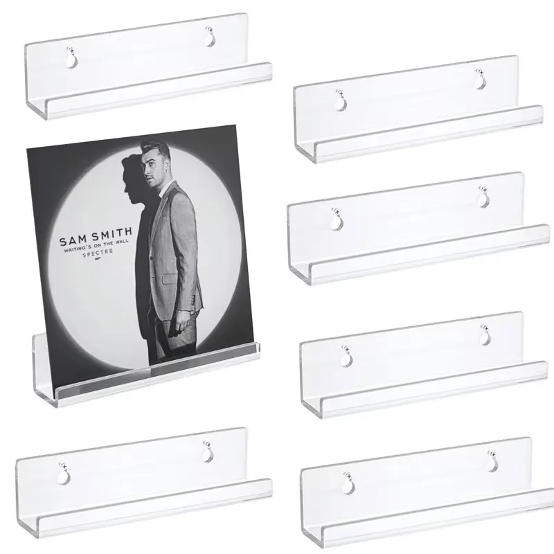 Akrylové rekordné stojany Držiteľ nástenných držiakov na stenu 2/6/8ks Album CD Display Clear Record Record Vinyl Album Displace Recorder Držiteľ Nový
