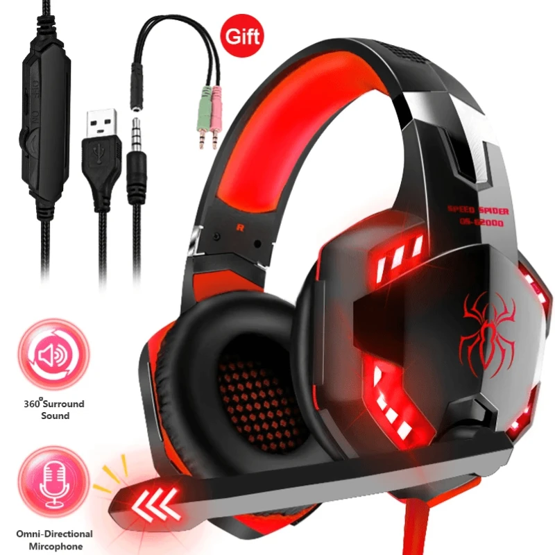 Aktualizujte headset hráči LED LED LIGH -DUNDING STEREO GAMING SDladlá s mikrofónovým kaskom pre PS4 PC Xbox One PS5