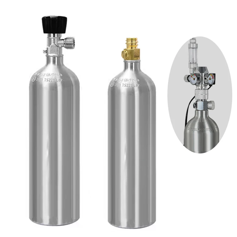 Akvárium voda trávnatá fľaša CO2 Vysokotlakový hliníkový fľaša CO2 Vodná trávnatá nádrž FISH Nádrž na hliníkovú zliatinu 1 l kyslíkovú fľašu