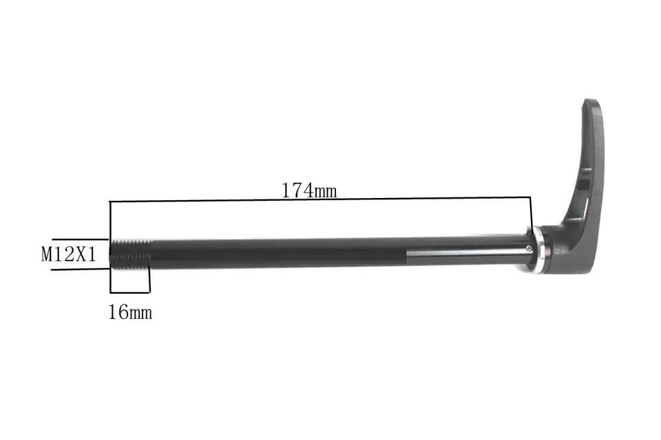 AL7075 Zadná náprava s zosilňovačom 12 x 148 mm cez štandard nápravy, priemer 12 mm, 174 mm lenght, vlákno M12X1.