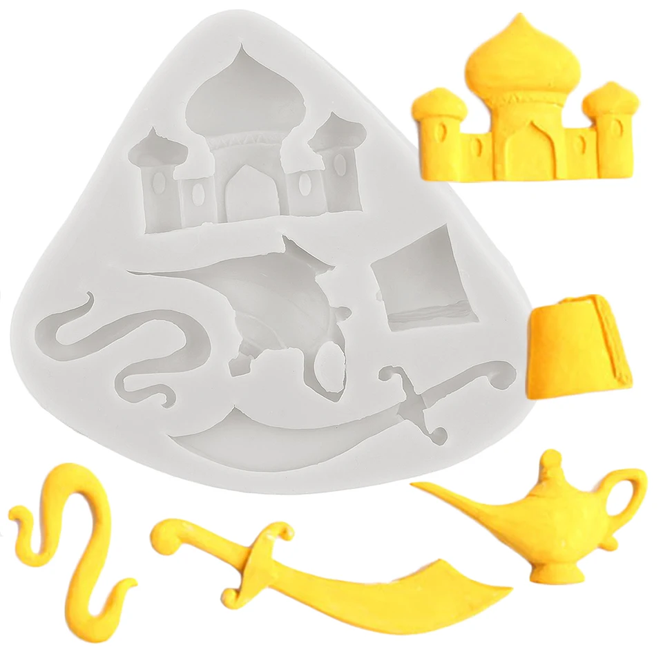 Aladdin mýtus s tematickou silikónovou formou lampa nôž čajový hrad hrad Fondant form tortu zdobenie cupcake candy čokoládová forma
