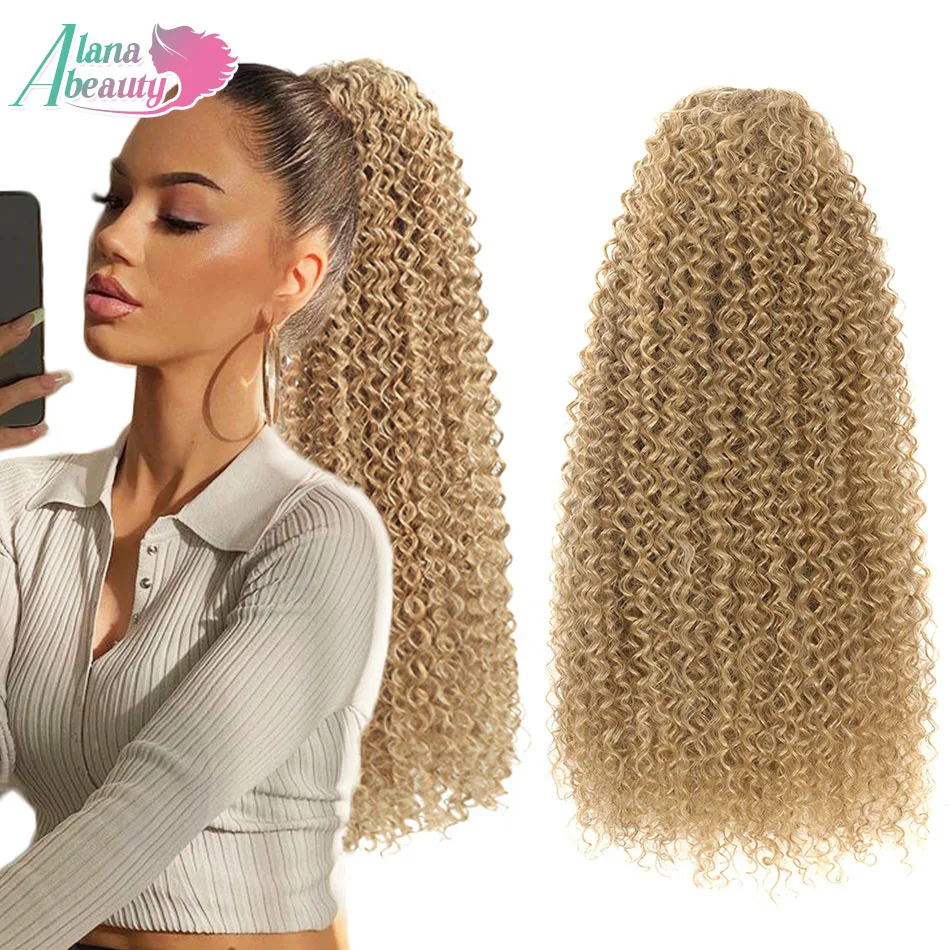 Alana Jerry Curly Syntetická šnúrka cond copstring poník chvost s klipom v kusoch vlasov 24 palcov