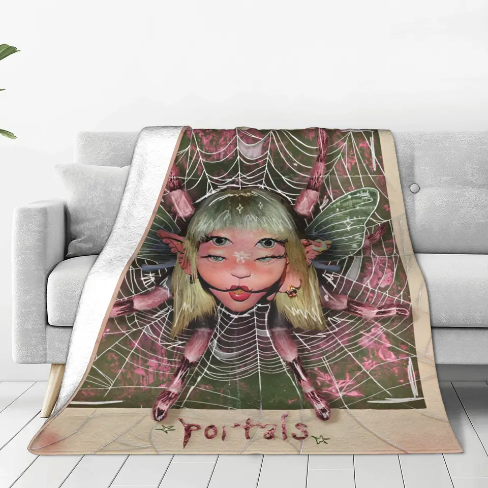 Album Melanie Martinez Portals pletené prikrývky hudobné plyšové prikrývky prikrývky posteľ prenosné mäkké teplé lôžko