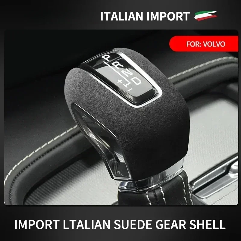 Alcantara Suede Car Gear Lever Stick Show Rukoväte gombovod Kryt Prispôsobený upravený obal pre Volvo XC60 XC90 S60 V60 S90 V90