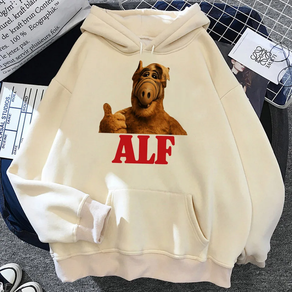 Alf mimozemská mikina mladí vtipný japonský atleisure tlač dizajnu vzoru Teen Pullover Y2K Youthful Designer Athleisure