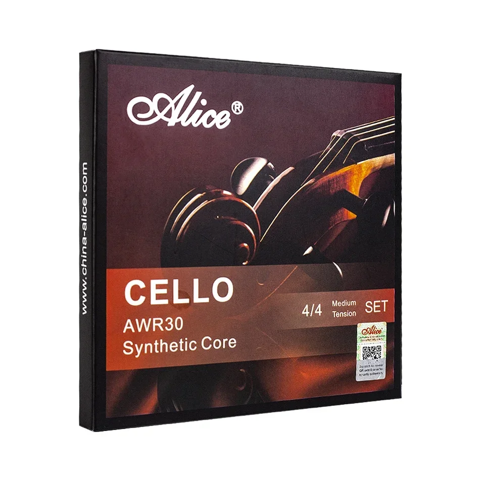 Alice AWR30 Cello Strings NI-CR vinutie a syntetické nylonové jadro s multifilmom pre 4/4 Cello výkonnosť s použitím violoncello reťazcov