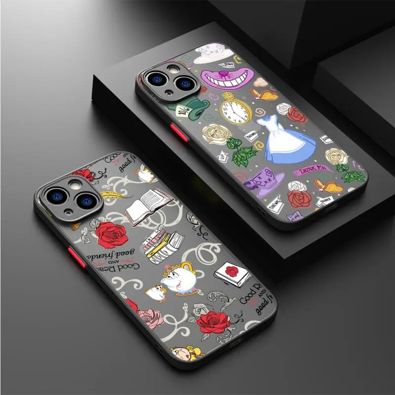 Alice in Wonderland Case pre Apple iPhone 15 11 14 13 12 Pro 7 xr x xs max 8 plus matný 6 6s SE 2022 15Pro čierny telefón Coque