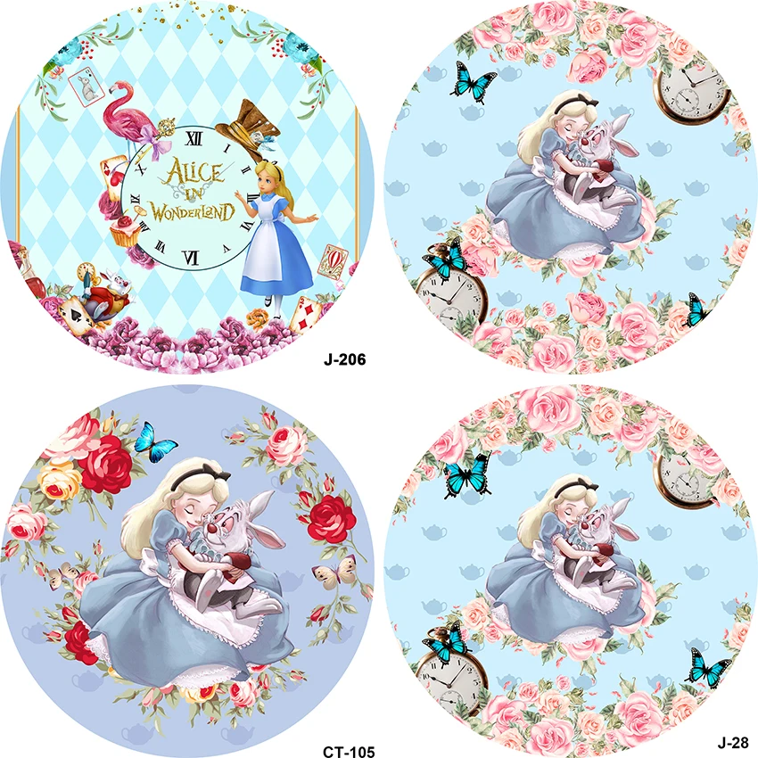 Alice in Wonderland Circle Photo Pozadie narodeninovej oslavy dekorácie stolová tabuľka pozadie Photography Banner obálka