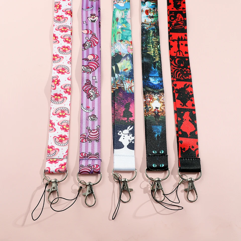 Alice in Wonderland Lanyard Telefón lano key id Campus Card Držiteľ držiteľ karikatúry krku remienok Keychain náhrdelník lariat darček
