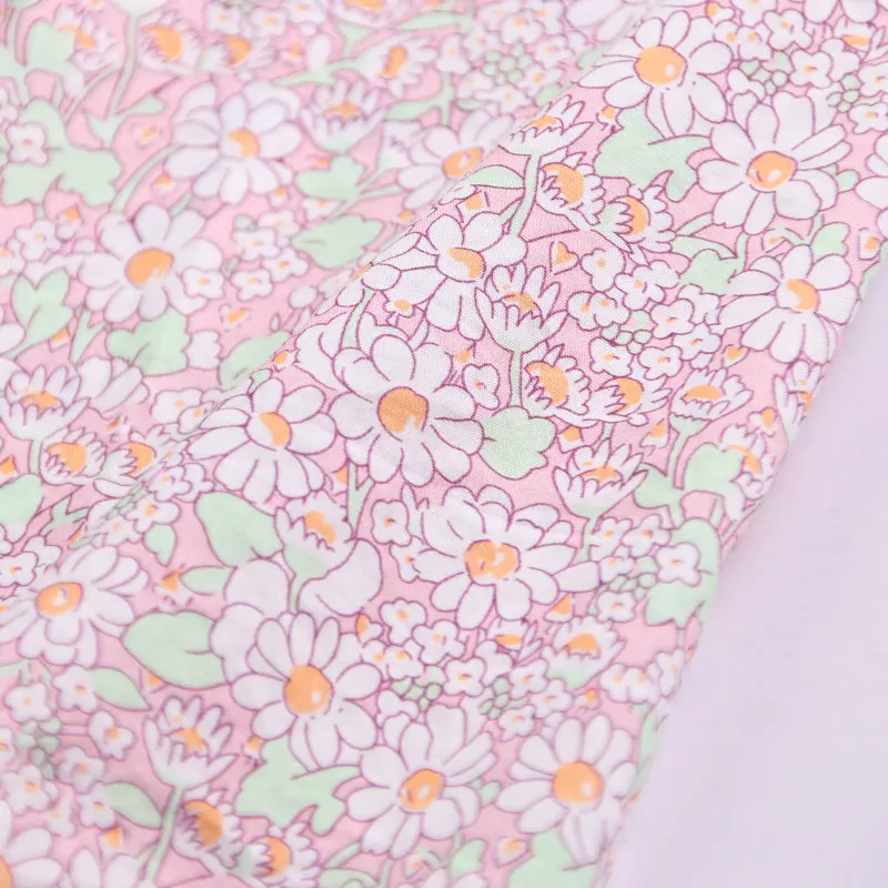 Alice W Print Custom Tana Liberty London Pink Daisy Flowers Print Tkanina 100% bavlnená trávnik pre odevy