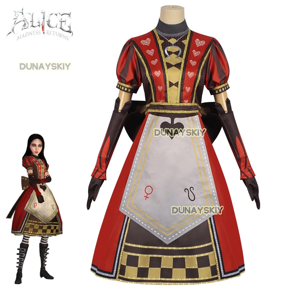 Aliceee Cosplay kostým Game Madness vracia ženy halloween roztomilé čierne červené roly hracie párty lolita šaty