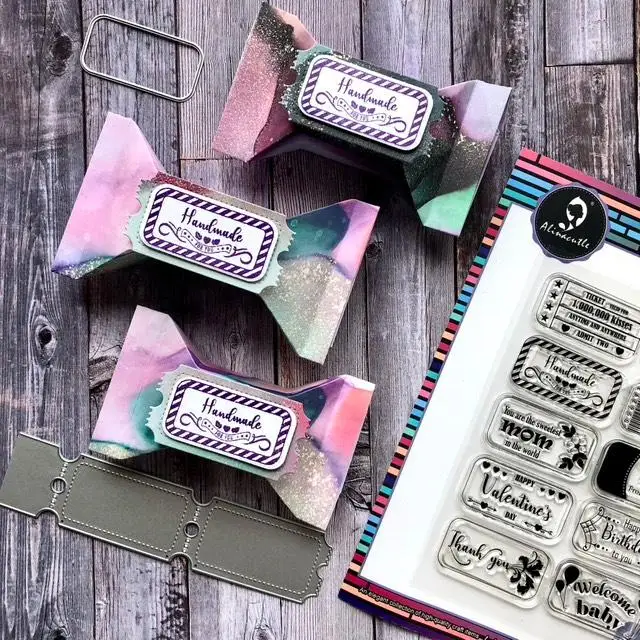 ALINACUTLE CUTTING Die Cut Lottery Stripe Stripe Darček kupón scrapbook papierová remeslá ručne vyrobená karta album punc cutter