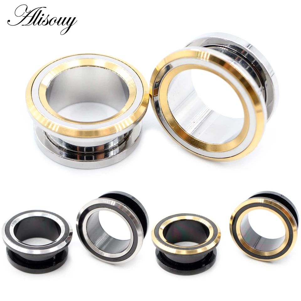 ALISOUY 2KS 6-25 mm z nehrdzavejúcej ocele odskrutkajte sa okrúhlych uší zátky Tunely Expander nosidlá meradlá Náušnice Piercing Body Šperky