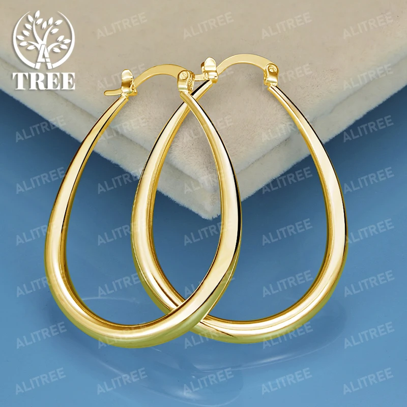 Alitree 18k zlato 925 Sterling strieborné náušnice v tvare u žien večierok svadobné banketové módne kúzlo šperky obručové obruče Darčeky