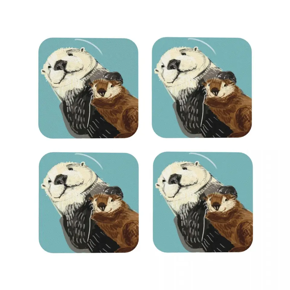 Aljašské morské vydra Coasters kuchynské prestieranie vodotesné izolačné šálky kávové rohože pre dekorácie domáce riadové vankúšiky sada 4