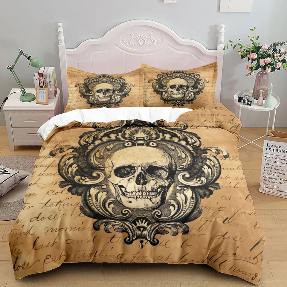 Allen Poe Skull Platl Plaget Cover Set King Queen Double Full Twin Single veľkosti posteľná bielizeň