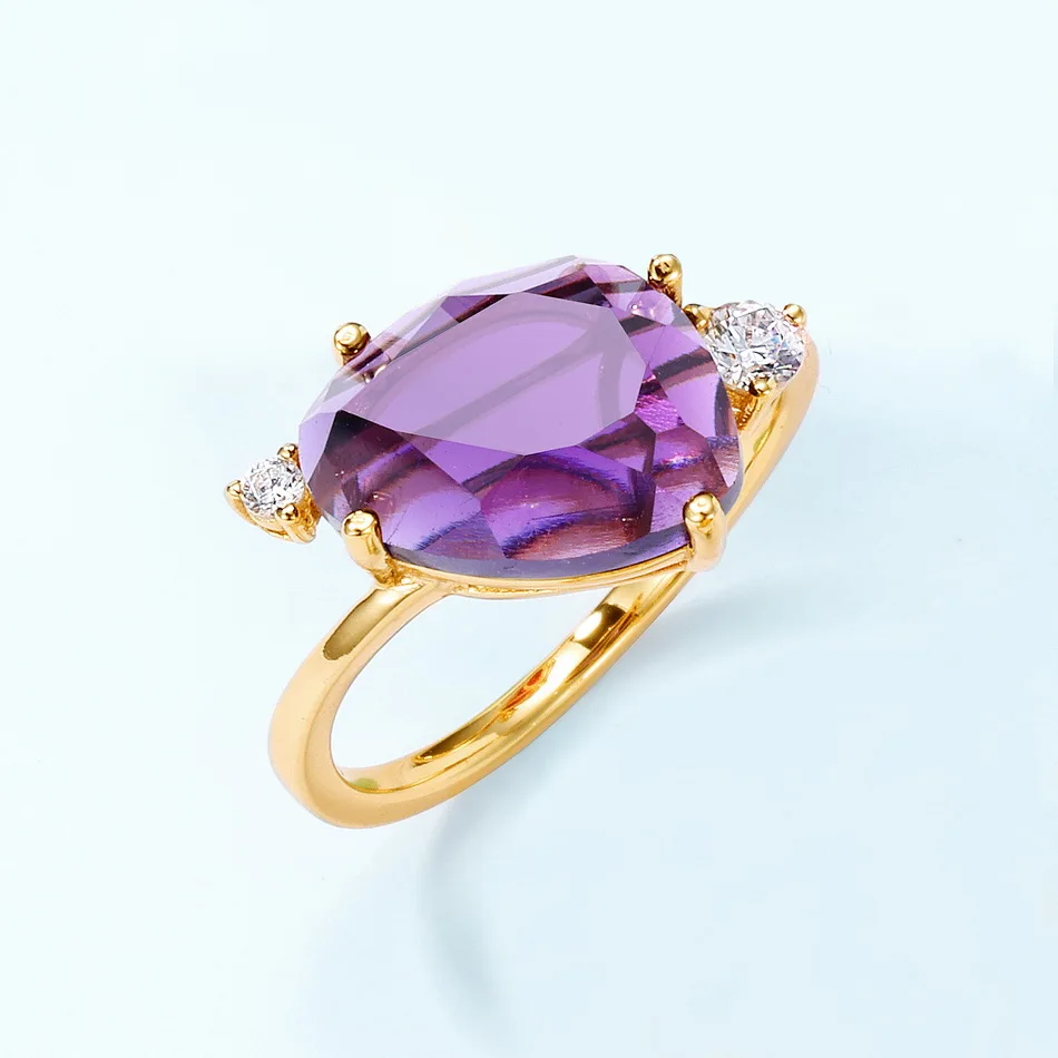 Allnoel 100% 925 Sterling Silver Rings for Women Green Red Blue Purple 9*12 mm krištáľový farebný drahokam Svadobný darček šperky nové