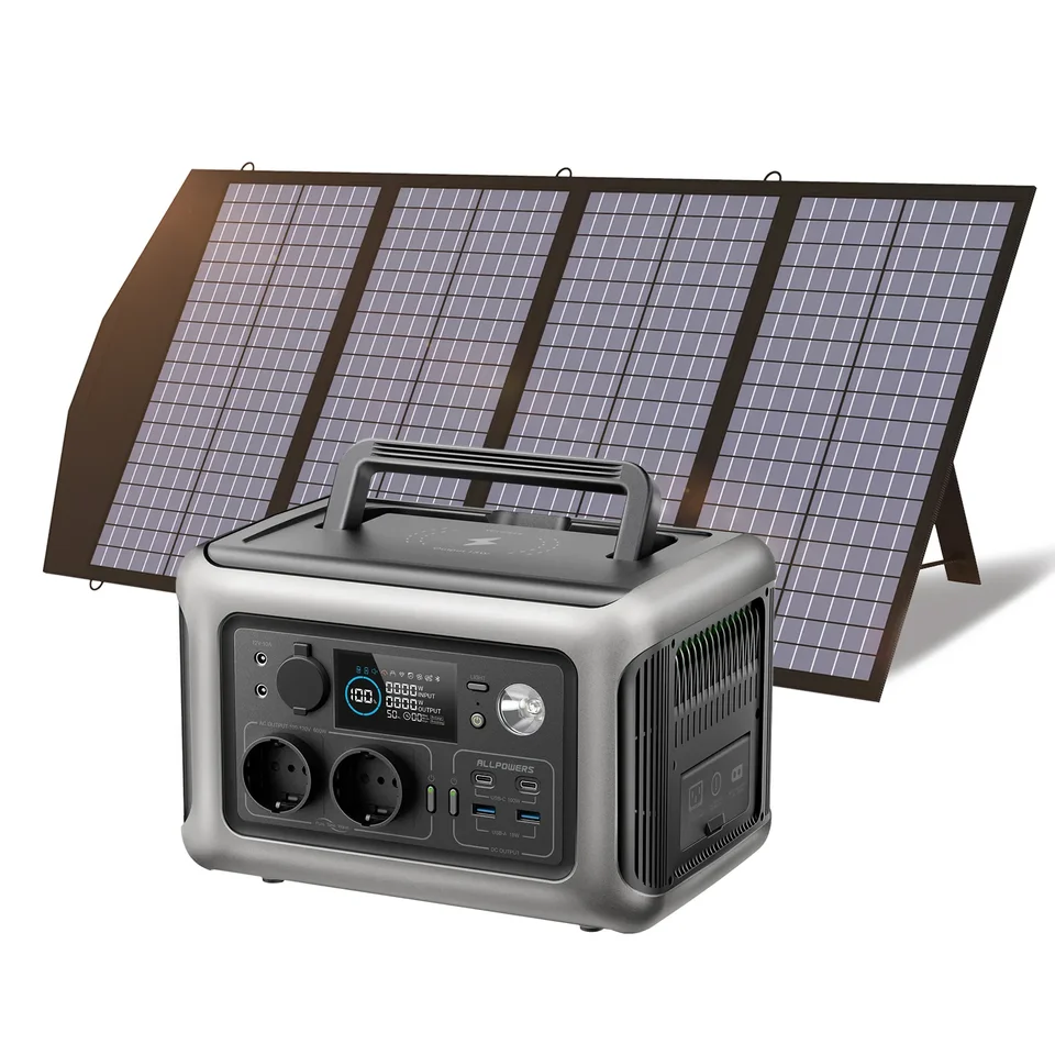 Allpowers Solarpanel 100W 140 W 200 W Solar Energy Charger s batériou LifePo4 299Wh 600W Prenosná elektráreň pre kemping RV