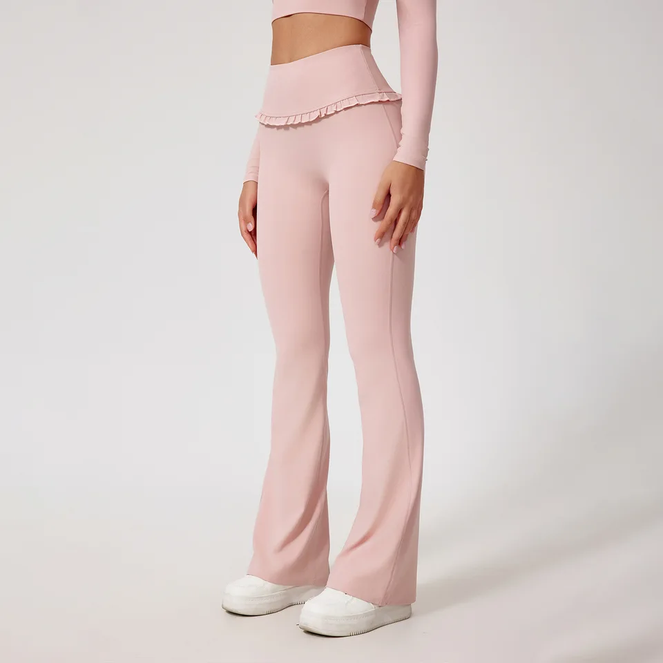 Alpha Sportswear Cvičenie Flare nohavice telocvičňa Fitness Tesné legíny Vysoko elastický bedrový čipk